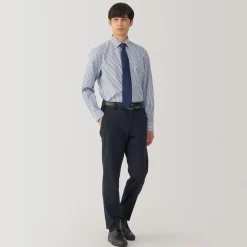 Outlet Men's Non-Iron Semi Wide Collar Striped Shirt Shirts & Polos