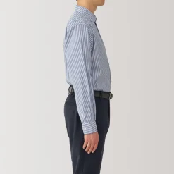 Outlet Men's Non-Iron Semi Wide Collar Striped Shirt Shirts & Polos