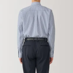 Outlet Men's Non-Iron Semi Wide Collar Striped Shirt Shirts & Polos