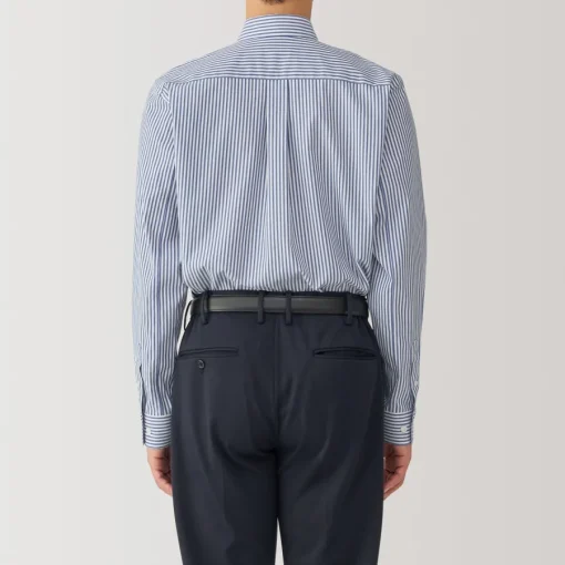 Outlet Men's Non-Iron Semi Wide Collar Striped Shirt Shirts & Polos