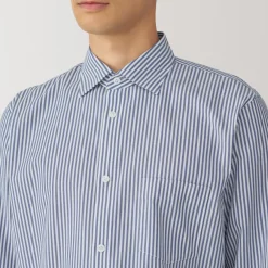 Outlet Men's Non-Iron Semi Wide Collar Striped Shirt Shirts & Polos