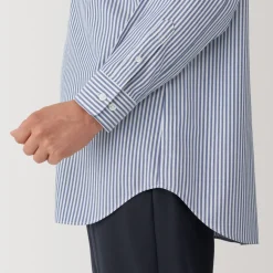 Outlet Men's Non-Iron Semi Wide Collar Striped Shirt Shirts & Polos