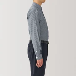 Outlet Men's Non-Iron Semi Wide Collar Striped Shirt Shirts & Polos