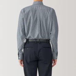 Outlet Men's Non-Iron Semi Wide Collar Striped Shirt Shirts & Polos