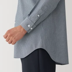Outlet Men's Non-Iron Semi Wide Collar Striped Shirt Shirts & Polos
