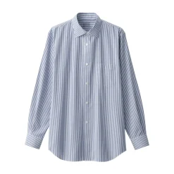 Outlet Men's Non-Iron Semi Wide Collar Striped Shirt Shirts & Polos