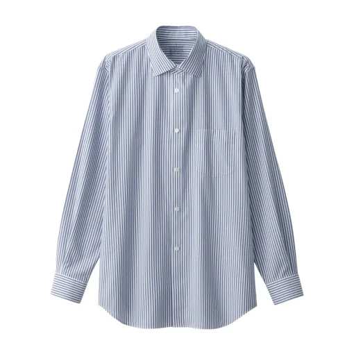 Outlet Men's Non-Iron Semi Wide Collar Striped Shirt Shirts & Polos