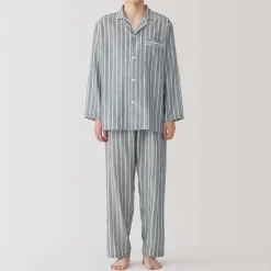 Clearance Men's Side Seamless Double Gauze Pajamas Pajamas & Loungewear|Loungewear