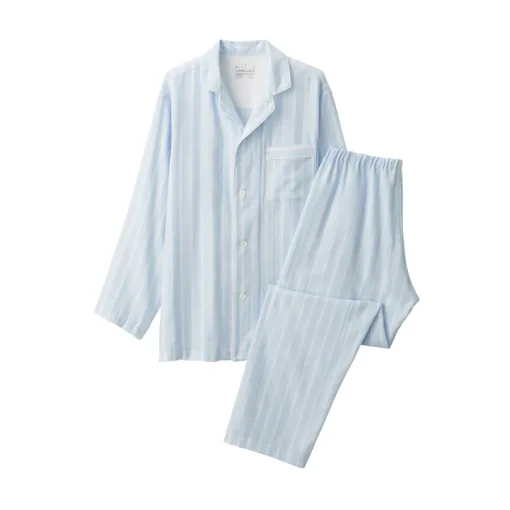 Clearance Men's Side Seamless Double Gauze Pajamas Pajamas & Loungewear|Loungewear