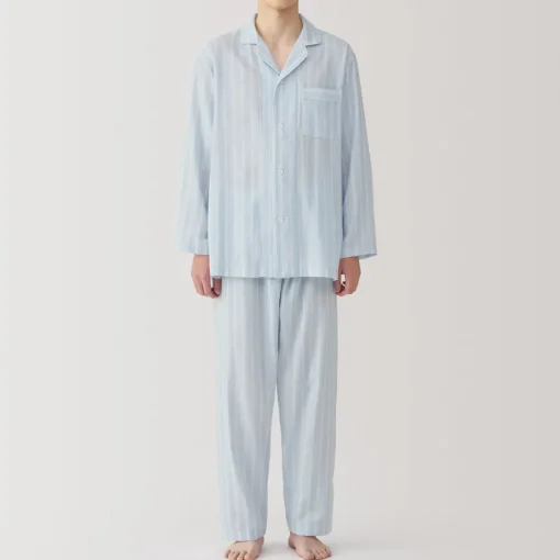 Clearance Men's Side Seamless Double Gauze Pajamas Pajamas & Loungewear|Loungewear