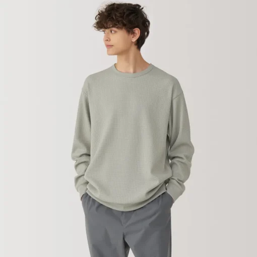 Outlet Men's UV Protection Quick Dry Waffle Long Sleeve T-Shirt T-Shirts
