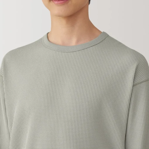 Outlet Men's UV Protection Quick Dry Waffle Long Sleeve T-Shirt T-Shirts