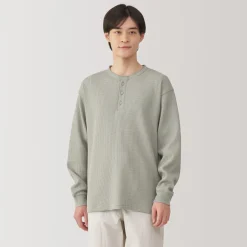 Fashion Men's UV Protection Waffle Henley Long-Sleeve T-Shirt T-Shirts