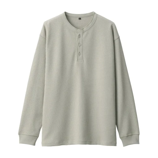 Fashion Men's UV Protection Waffle Henley Long-Sleeve T-Shirt T-Shirts
