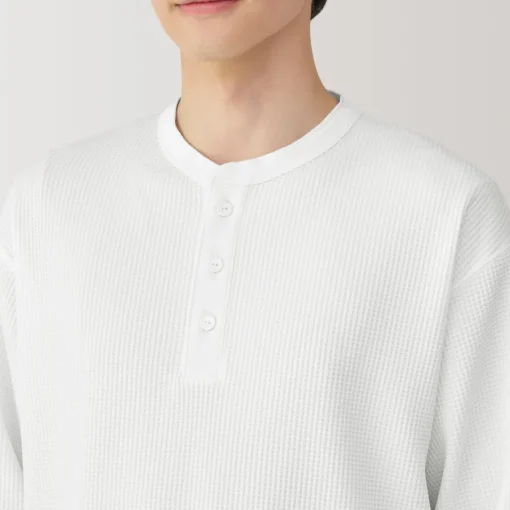 Fashion Men's UV Protection Waffle Henley Long-Sleeve T-Shirt T-Shirts