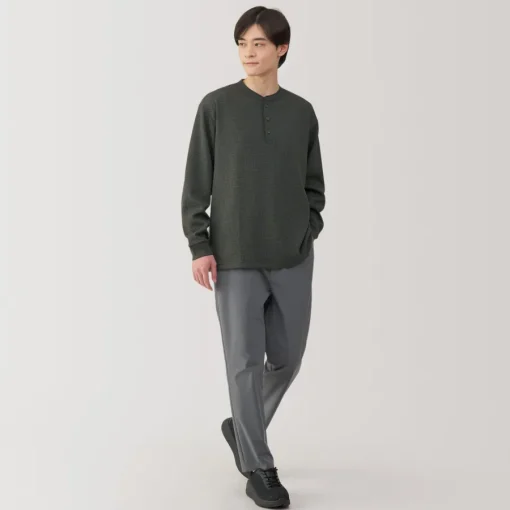 Fashion Men's UV Protection Waffle Henley Long-Sleeve T-Shirt T-Shirts