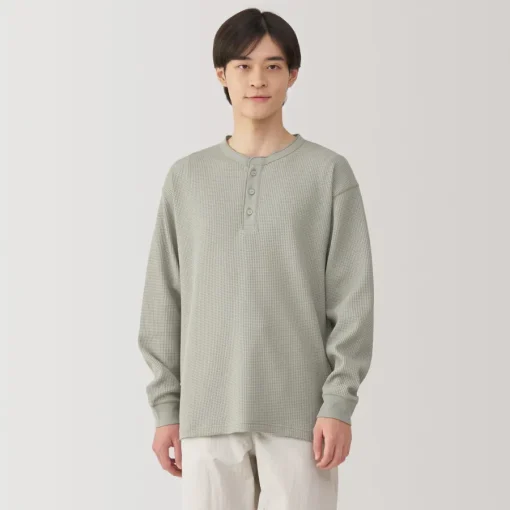 Fashion Men's UV Protection Waffle Henley Long-Sleeve T-Shirt T-Shirts