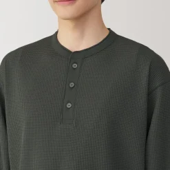 Fashion Men's UV Protection Waffle Henley Long-Sleeve T-Shirt T-Shirts
