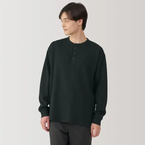 Fashion Men's UV Protection Waffle Henley Long-Sleeve T-Shirt T-Shirts