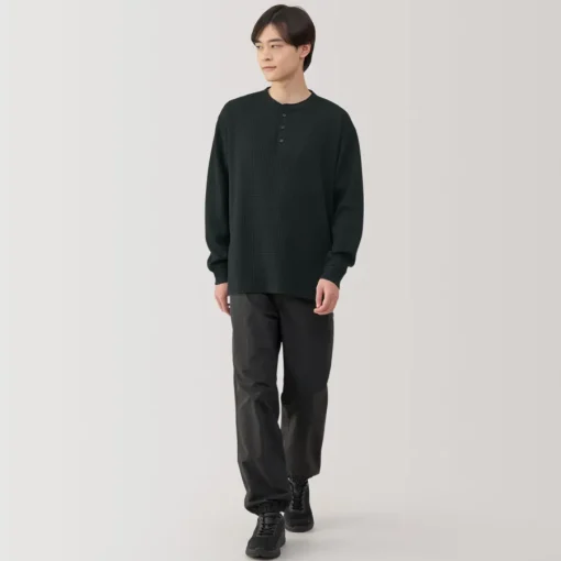 Fashion Men's UV Protection Waffle Henley Long-Sleeve T-Shirt T-Shirts