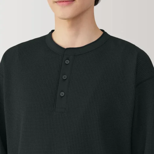 Fashion Men's UV Protection Waffle Henley Long-Sleeve T-Shirt T-Shirts