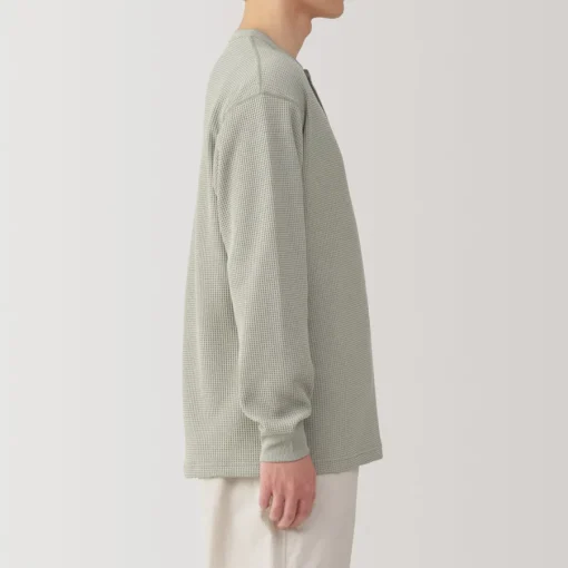 Fashion Men's UV Protection Waffle Henley Long-Sleeve T-Shirt T-Shirts