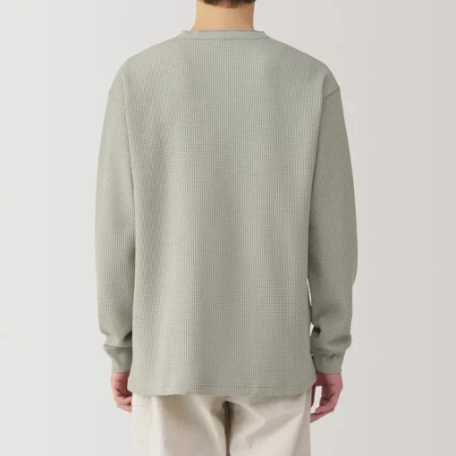 Fashion Men's UV Protection Waffle Henley Long-Sleeve T-Shirt T-Shirts