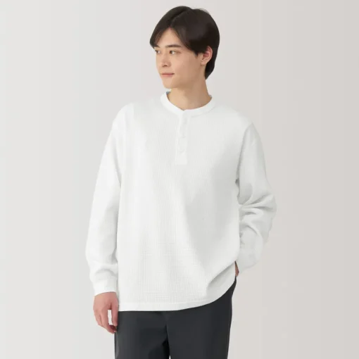 Fashion Men's UV Protection Waffle Henley Long-Sleeve T-Shirt T-Shirts
