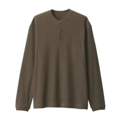 Discount Men's Waffle Henley Neck Long Sleeve T-Shirt T-Shirts