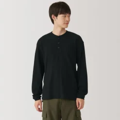 Discount Men's Waffle Henley Neck Long Sleeve T-Shirt T-Shirts