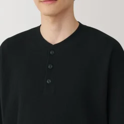 Discount Men's Waffle Henley Neck Long Sleeve T-Shirt T-Shirts