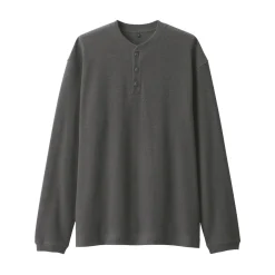 Discount Men's Waffle Henley Neck Long Sleeve T-Shirt T-Shirts