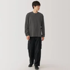 Discount Men's Waffle Henley Neck Long Sleeve T-Shirt T-Shirts