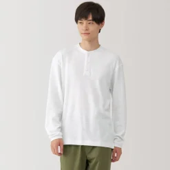 Discount Men's Waffle Henley Neck Long Sleeve T-Shirt T-Shirts
