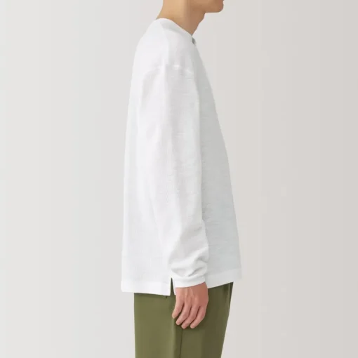 Discount Men's Waffle Henley Neck Long Sleeve T-Shirt T-Shirts