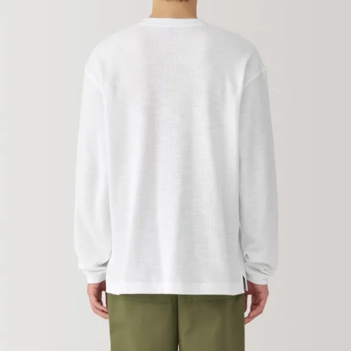Discount Men's Waffle Henley Neck Long Sleeve T-Shirt T-Shirts