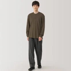 Discount Men's Waffle Henley Neck Long Sleeve T-Shirt T-Shirts
