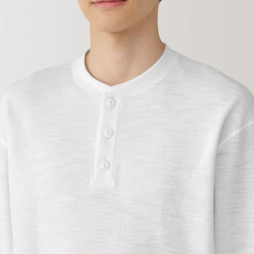Discount Men's Waffle Henley Neck Long Sleeve T-Shirt T-Shirts
