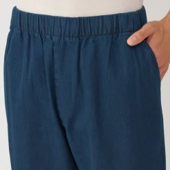 Fashion Men's Washed Denim Easy Pants - Denim