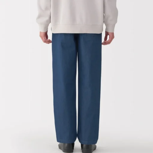 Sale Men's Washed Denim Easy Pants - Denim