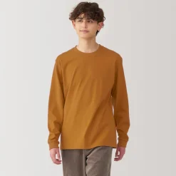 Clearance Men's Washed Heavy Weight Crew Neck Long Sleeve T-Shirt T-Shirts