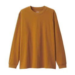 Clearance Men's Washed Heavy Weight Crew Neck Long Sleeve T-Shirt T-Shirts