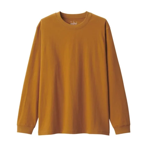 Clearance Men's Washed Heavy Weight Crew Neck Long Sleeve T-Shirt T-Shirts