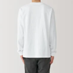 Clearance Men's Washed Heavy Weight Crew Neck Long Sleeve T-Shirt T-Shirts