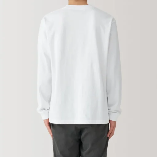 Clearance Men's Washed Heavy Weight Crew Neck Long Sleeve T-Shirt T-Shirts