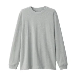 Clearance Men's Washed Heavy Weight Crew Neck Long Sleeve T-Shirt T-Shirts