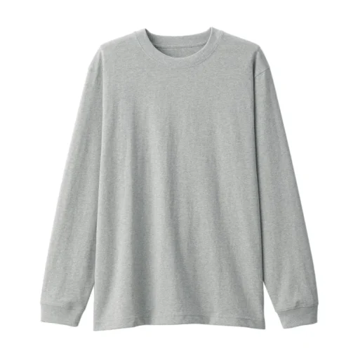 Clearance Men's Washed Heavy Weight Crew Neck Long Sleeve T-Shirt T-Shirts