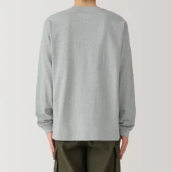 Clearance Men's Washed Heavy Weight Crew Neck Long Sleeve T-Shirt T-Shirts