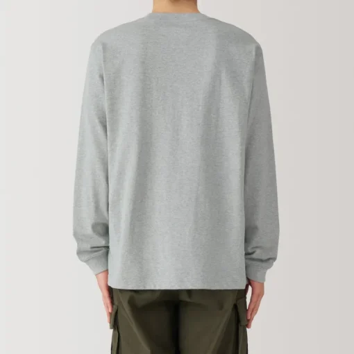Clearance Men's Washed Heavy Weight Crew Neck Long Sleeve T-Shirt T-Shirts