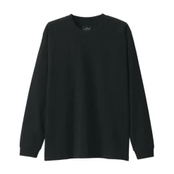 Clearance Men's Washed Heavy Weight Crew Neck Long Sleeve T-Shirt T-Shirts